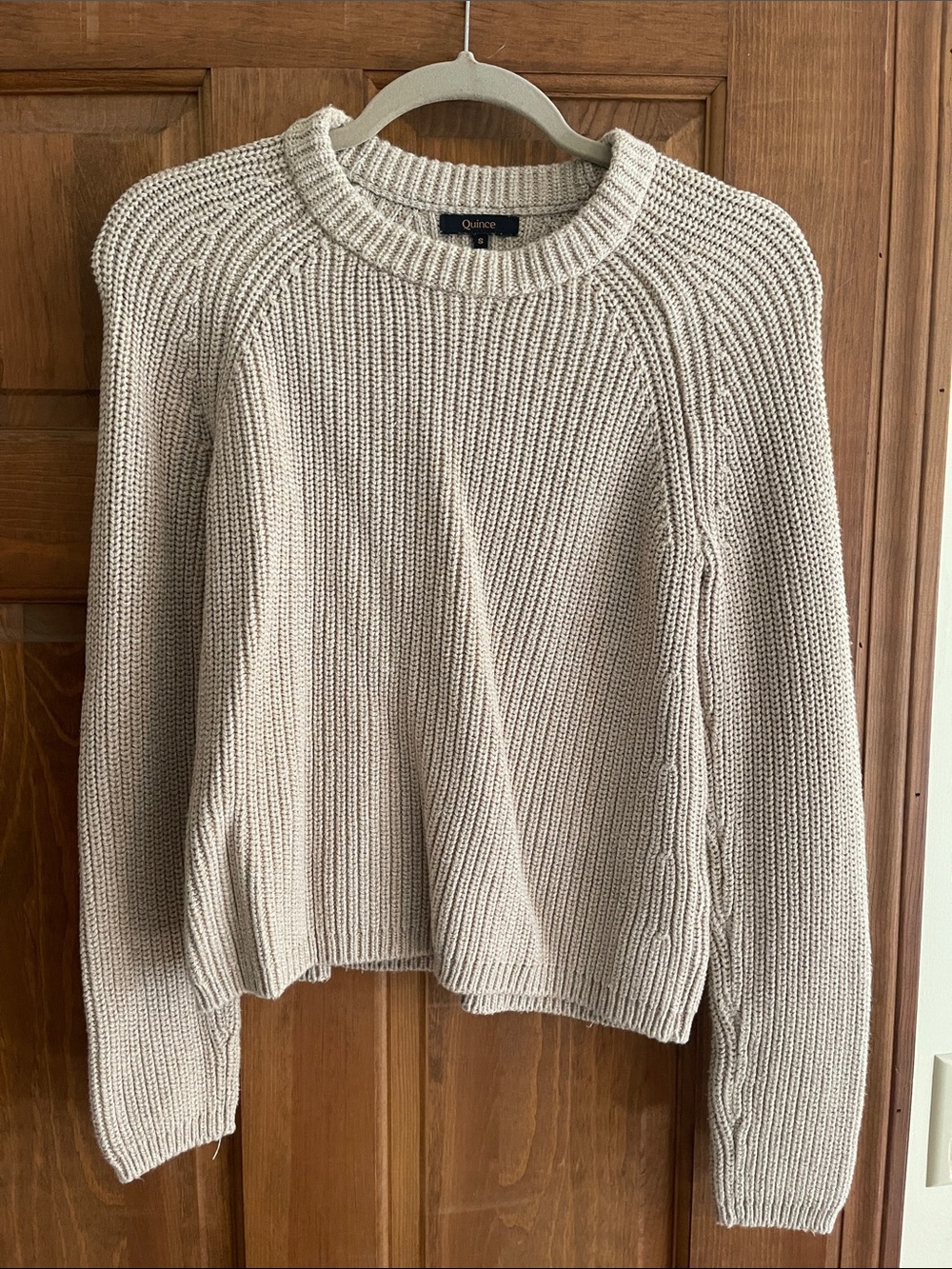Quince Women's Cream Cable-Detail Crewneck Sweater